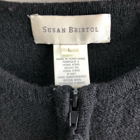Susan Bristol black Christmas full zip cardigan large - Picture 4 of 6